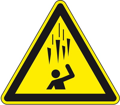 Waarschuwingsbord vallende ijspegels - kunststof - W039 150 mm