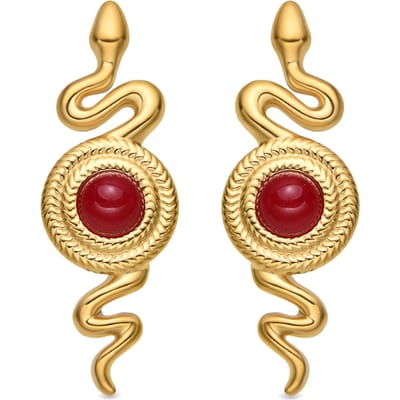 Luxenter Oorbellen met rood kristal en 18-karaats goud afwerking - Edrak