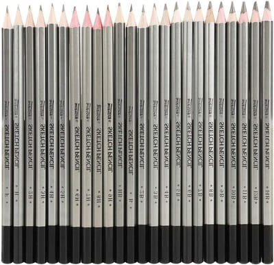Tekenpotloden Set van 24 Stuks, 9H-14B Grafiet Potloden voor Schetsen en Tekenen, Creatief Tekenmateriaal
