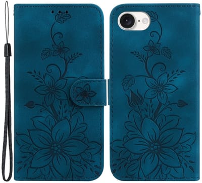 Coverup Hoesje - Geschikt voor iPhone 16e / 17e Hoesje - Coverup Bloemen Book Case - Blauw