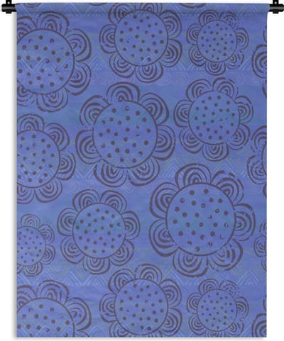 Wandkleed - Wanddoek - Bloemen - Patronen - Blauw - 90x120 cm - Wandtapijt
