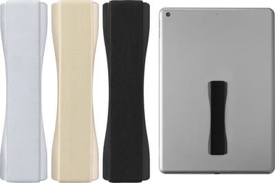 kwmobile 3x tablet vinger houder - Elastische tablet griphouder - Universeel - Met zelfklevende band - In zwart / goud / zilver