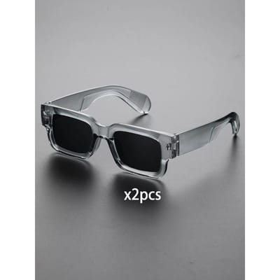 1 STuks Unisex Vierkant Plastic Frame Zonnebril UV-bescherming Trendy Klassiek Voor Buitenreizen Accessoires gray