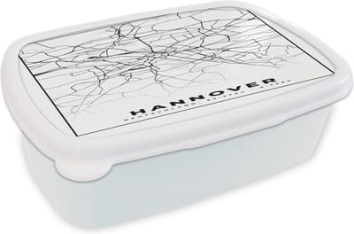 Broodtrommel Wit - Lunchbox - Brooddoos - Hannover - Kaart - Stadskaart - Plattegrond - 18x12x6 cm - Volwassenen