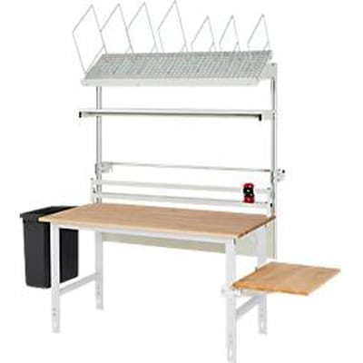 Rau verpakkingstafelsysteem 04 Werktafel serie Tom, B 1500 x D 1000 x H 760-1080 mm, massief beukenhouten blad, tot 500 kg