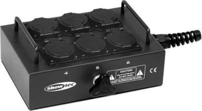 Showtec Breakout Box 6-Weg BO6PG met kabelmoer, 16A - Breakout
