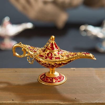 12 cm(4,7 )Klassiek Zeldzaam Holle Legende Aladdin Magische Geest Lampen Rookwaren Branders Retro Wens Olie Lamp Huisdecoratie Cadeau