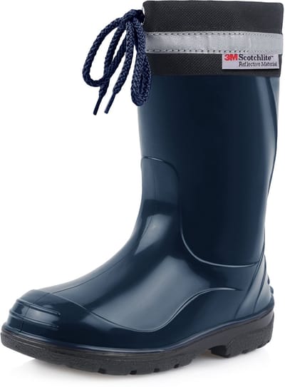 Ladeheid Kinder Regenlaarzen - Rubber - Hoog met Veters - PVC - Waterdicht – Donkerblauw Zwart – 31 - LA-LMG-972-Kim