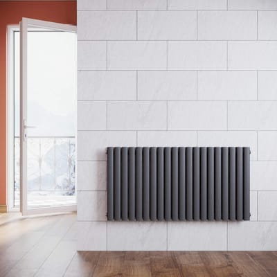 Paneelradiator - Horizontaal Verwarmingspaneel - Woonkamer Verwarming - Dubbellaags Ontwerp - 600x1180mm - Antraciet