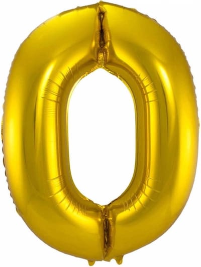 Ballon Cijfer 0 Jaar Goud 70Cm Verjaardag Feestversiering Met Rietje