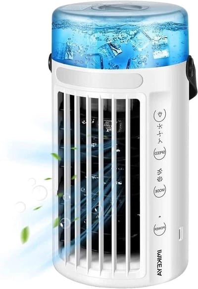 Mini Airco Ventilator - Persoonlijke Koeler - Persoonlijke Verkoeling - 4-in-1 Functies - 480ml Tank - Wit