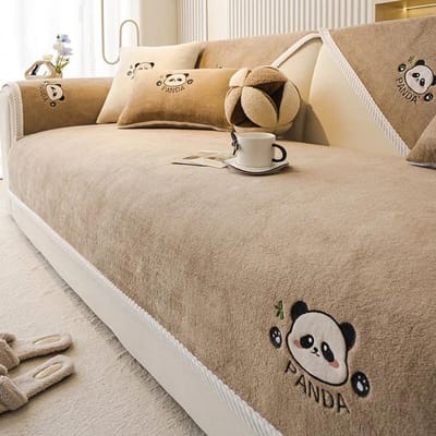 Herfst Winter Universeel Bankkussen Effen Kleur Antislip Bankovertrek Woonkamer Panda Borduurwerk Bankkussen Rugleuning Handdoek 70x70cm 1pcs