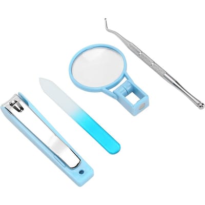 Outil de Meulage d'Ongles Portable pour Personnes Âgées Coupe-Ongles avec Loupe Ensemble d'Outils de Manucure white