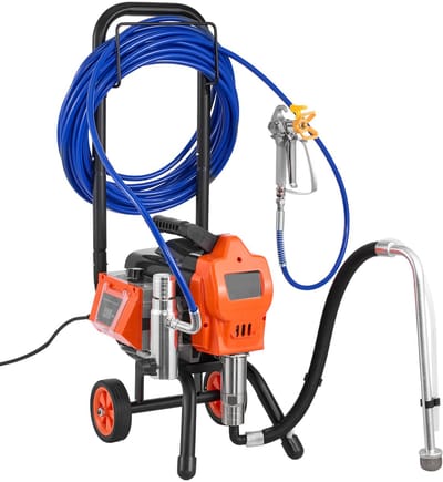 Stand Airless verfspuit, 1500 W, 3300 PSI hogedrukspuit met kar, reinigingsaccessoires, slang, verlengstang, spuitmonden, elektrische spuitmachine voor grote ruimtes en constructies