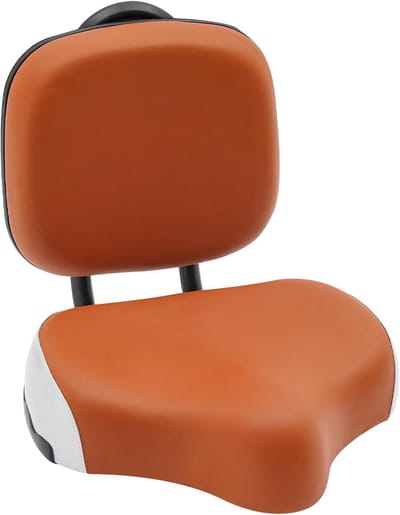 Fietszadel met rugleuning - Comfortabel zitkussen - Lang fietsplezier - Extra brede zitting - 25 x 30 cm zitting - Bruin