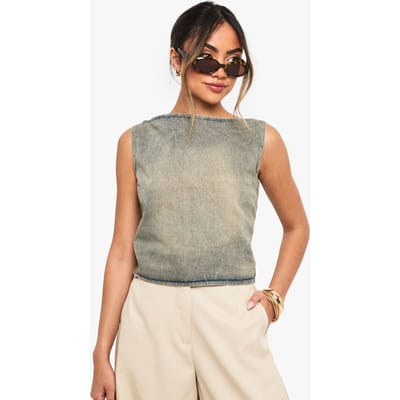 boohoo Dames Grijze Wash mouwloze top | Grey | Maat: 6