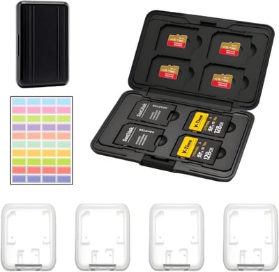 Waterdichte Opbergcase voor 8 SD- en 8 Micro SD Kaarten - Kaarthouder Zwart