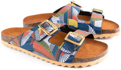 Inkkas vegan dames sandalen Cyprus Buckle – mediterrane Buckle sandalen in aardetinten met turquoise – lichte zomersandalen voor citytrip, strand en vakantie