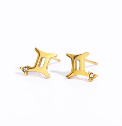 Plux Fashion Tweeling Oorbellen - Goud - 1cm - Sieraden - Sterrenbeeld Oorbellen - Tweeling Sterrenbeeld - Stainless Steel - Gemini - Sieraden Cadeau - Gemini Jewellery - Gouden Oorbellen - Luxe Style - Duurzame Kwaliteit - Roestvrijstaal