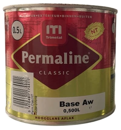Trimetal Permaline Classic NT - Hoogglanzende slijtvaste lakverf op solventbasis voor hout - 0.50 L - RAL 9010 Pure White ( gebrokenwit)