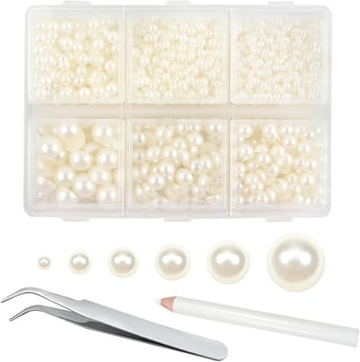 5000 Stuks Halfronde Beige Plastic Parels - 2mm tot 8mm voor Decoraties, Scrapbooking en DIY Sieraden
