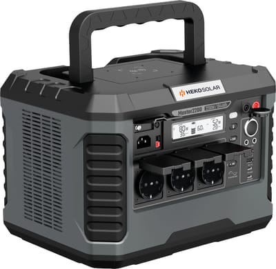 Heko Solar® Master 2200 - Powerstation - 2200W (4400W Piek) - 1944Wh Capaciteit - Draagbaar - Geschikt voor Zonnepanelen - Generator - Voor Noodpakket, Stroomuitval, Kamperen en Outdoor