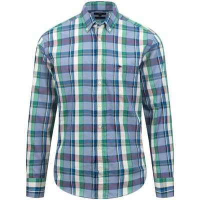 Fynch-Hatton Overhemd Colorful Check Button Down Grasgroen / male