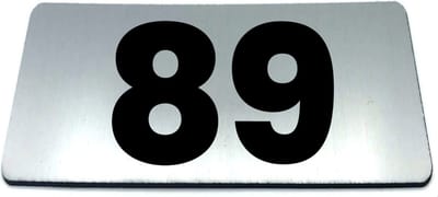 Nummerplaatje 89 - 80 x 50 x 1,6 mm - RVS-look geborsteld - Incl. 3M-tape | Nummerbordje - Deur en kamernummer - brievenbusnummers - Gratis verzending - 5 jaar garantie | Gratis Verzending