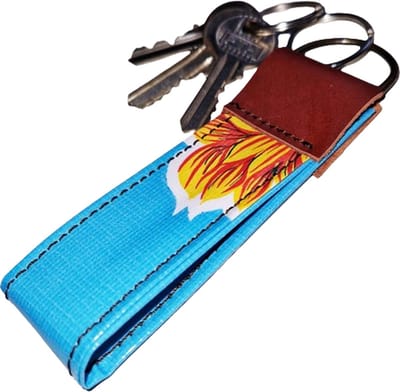 Toetie & Zo - Sleutelhanger - Tashanger - Zeil - Blauw Bloem - Handgemaakt - Uniek