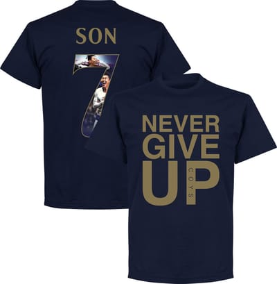 Never Give Up Spurs Son 7 Gallery T-Shirt - Navy/ Goud - L