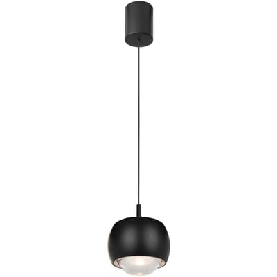 Mantra Iluminación Roller hanglamp, zwart, in hoogte verstelbare glazen lens