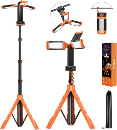 SMH LINE® Led Bouwlamp op statief - Oplaadbare Werklamp - Waterdicht - 800-2000LM - Verstelbaar - Kantelbaar - Orange