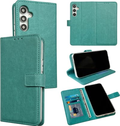 Casemania Hoesje Geschikt voor Samsung Galaxy A34 5G - Turquoise - Portemonnee Book Case - Pasjeshouder en Magneetlipje