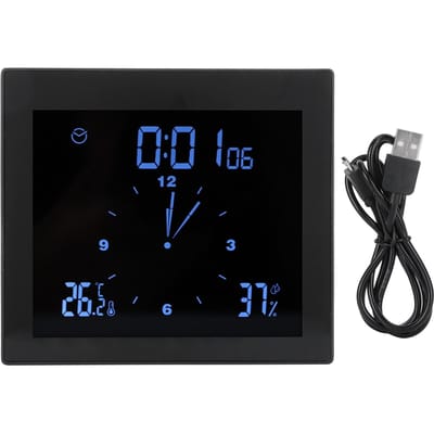Digitale Alarm Temperatuur Luchtvochtigheid Display Klok Binnen Tafel Timer Multifunctioneel voor Huishouden zwart