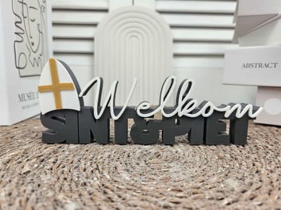 1x - Welkom Sint en Piet - Tekstwoord - Sinterklaas - Decoratie - 18cm - Seizoendecoratie - Sinterklaasdecoratie - 3D - RoNa Design