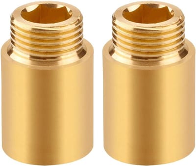 Messing Kraanverlenging 1/2 Inch x 30 mm - DN15 Draadverlenging voor Drinkwater en Verwarmingssysteem - Set van 2 Stuks