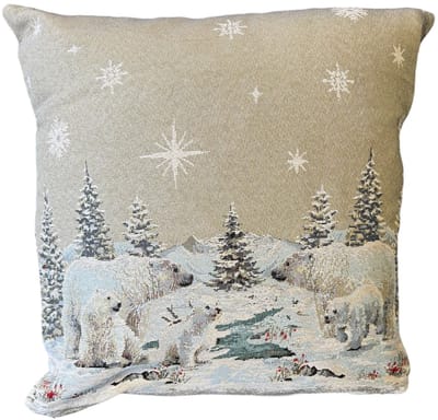 Kussenhoes - Luxe gobelinstof - Kerst - Winter - Ijsbeer - Ijberen - 40 x 40 cm