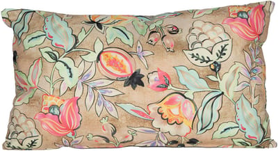Anna's Collection Sierkussen voor binnen en buiten - wild flowers - beige - 30 x 50 cm - tuinkussen