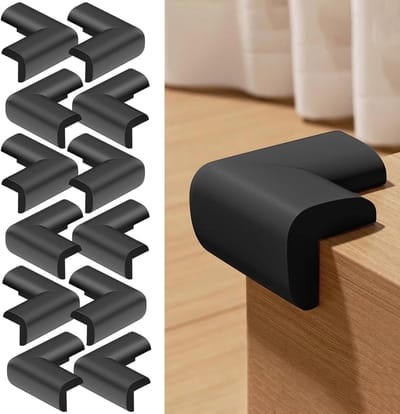 Set van 12 Hoekbeschermers van Rubber met Vooraf Geïnstalleerde 3M Dubbelzijdige Tape voor Tafel- en Meubelhoeken, Bescherming tegen Stoten en Krassen