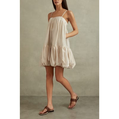 Reiss Bubble Hem Dress Cream Size: 10 | Mini Dresses Outlet | Dames | Beige