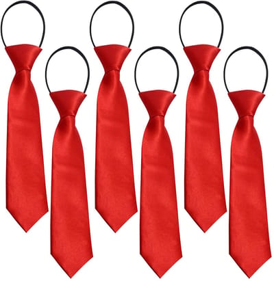 Dailygoods- Schooltie Rood - 6 Stuks - Verstelbare Dassen - Kinderen/Jongens/Meisjes - Formele Wear - Duurzaam Materiaal - Dass