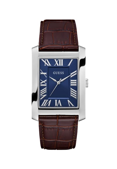 Guess Clyde Quartz Analoog Horloge Bruin Kast Gemaakt Van 100% Roestvrij Staal En Een Armband Van 100% Echt Leer 34 GW1003G2, GW1003G3