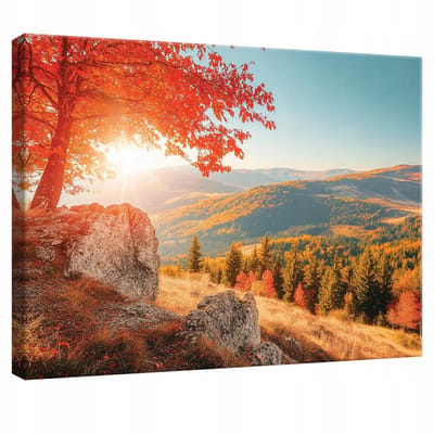 WALLARENA - Canvas schilderij - 100x70 cm - Landschap bergen voor slaapkamer, woonkamer, keuken