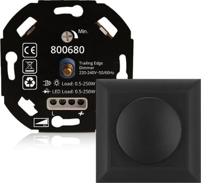 LED Dimmer 0,5-200 Watt - Fase Afsnijding - Universele LED Dimmer - Led Dimmer Inbouw - Dimmer Schakelaar - Dimmer Afdekraam - Dimmer+ Afdekplaat