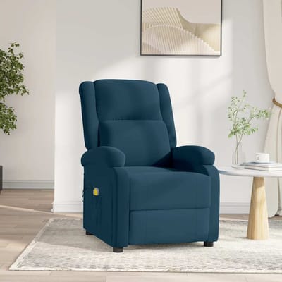 vidaXL - Massagestoel - elektrisch - verstelbaar - fluweel - blauw