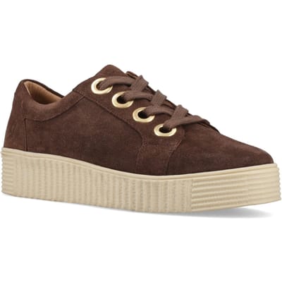 Hush Puppies Tamsin Suède Dames Chocolade Slim Fit Sneakers