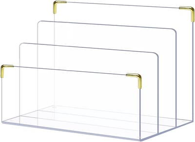 Acryl File Holder - Bureau Organizer Maphouder - Bureau Opruimen - Drie Compartimenten Goud