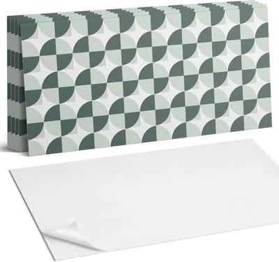 Coloray Plaktegels - Geometrie van cirkels en vierkanten Wandtegel Zelfklevend - 60 cm x 30 cm - Grijs Plaktegels - 6 stuks - Rechthoek PVC Tegels - Plaktegels Keuken - Zelfklevende Vloertegels Badkamer - Vinyl Tegels Zelfklevend - Portugese Tegels