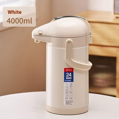 Luchtdruk Waterfles 4L Grote Capaciteit Open Waterfles Drukkende Waterfles Glazen Binnentank white