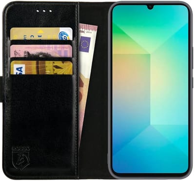 Rosso Element Geschikt voor Samsung Galaxy A06 | Wallet Book Case | Portemonnee Hoesje | 3 Pasjes | Magneetsluiting | Stand Functie | Zwart